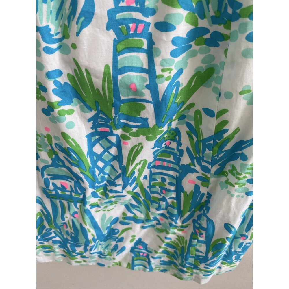 Lilly Pulitzer Janice Shift Dress Womens 2 Blue Lighthouse Gold Trim Sleeveless - Picture 5 of 9